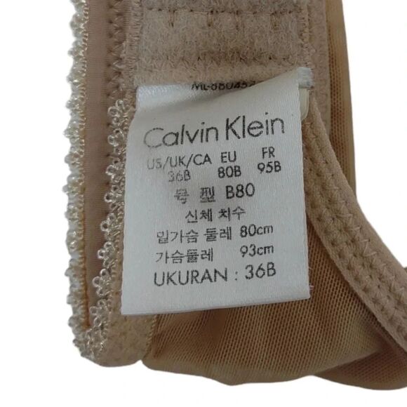 Calvin Klein Beige Bra size 36B Light Padding - Picture 3 of 16
